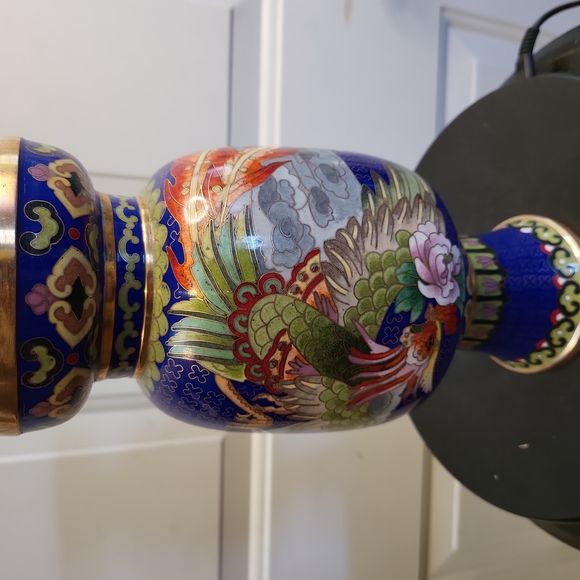 Vintage Chinese Cloisonne Enamel Phoenix Vase - Picture 10 of 14